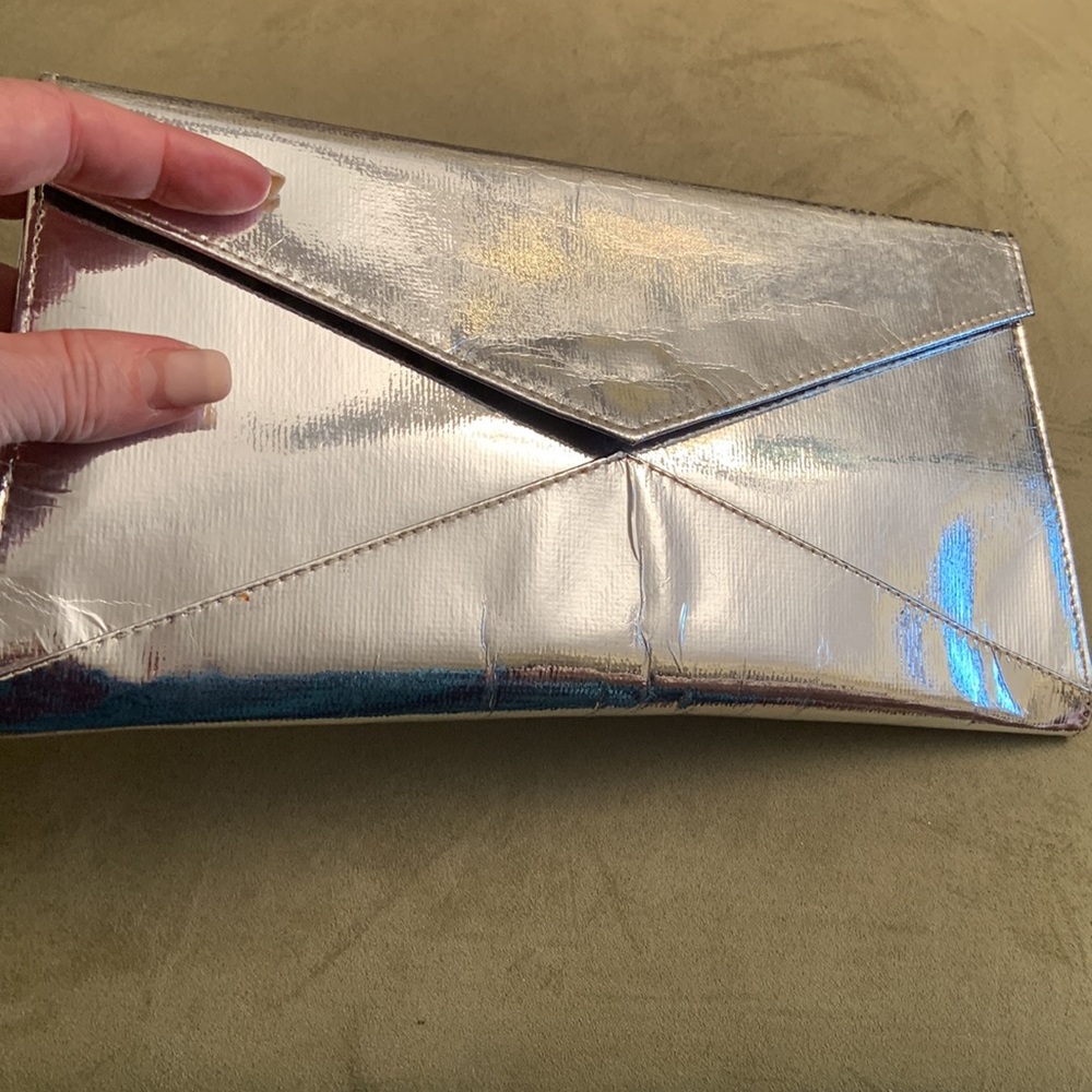 VTG Silver German Princess Metallic Evening Snap Clutch W/Optional Strap
